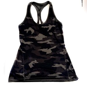 Athleta Athletic Racerback Tank Top Black CamoWicking Workout Size M